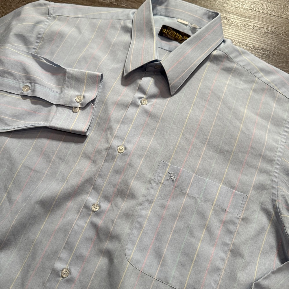 Vintage Arnold Palmer Shirt Mens XL Blue Striped Long Sleeve Button Up Golf Logo